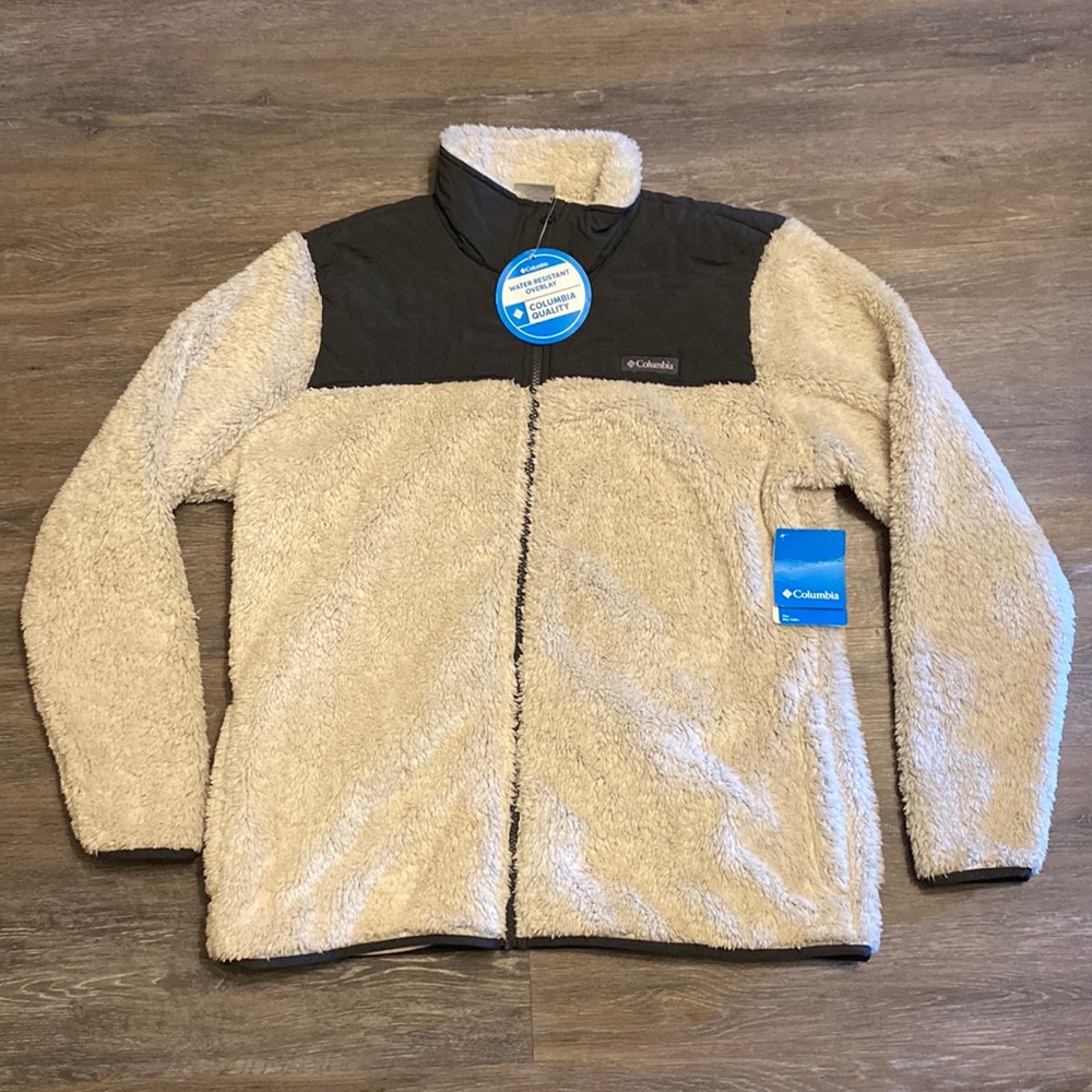 Columbia Plus Size Cream Sherpa Full Zip Jacket Size 1X